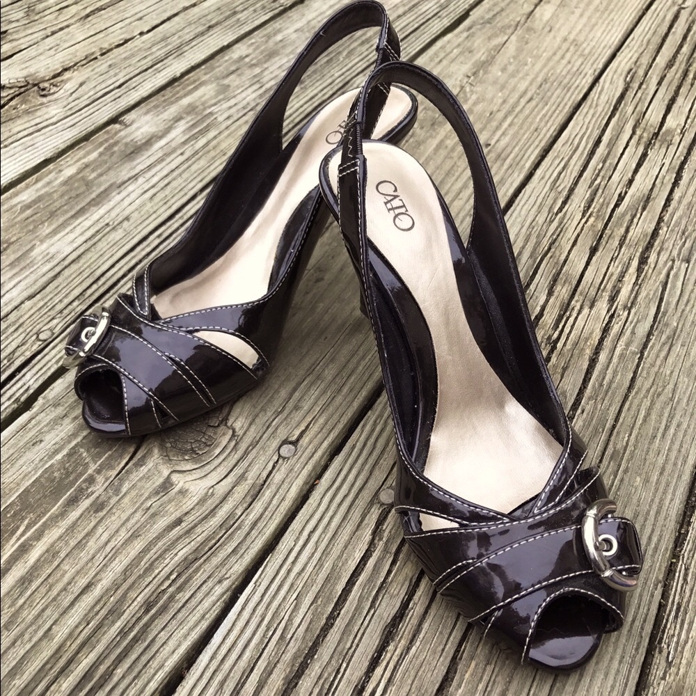 Dark Brown Peep Toe Heel